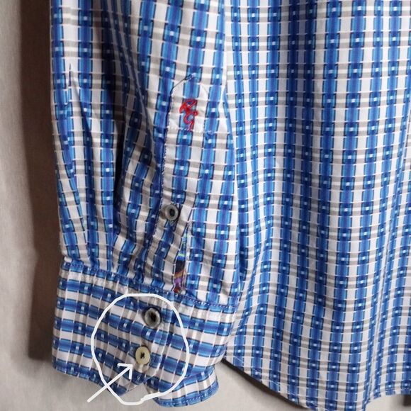 Robert Graham Classic Fit Men's Sky Blue Plaid Button Down Long Sleeve Shirt 2XL - Picture 9 of 11